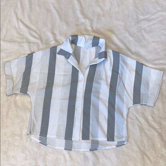 Casual Striped Button-Down Collared Shirt | Sz M (No Size Tag) - Picture 2 of 5